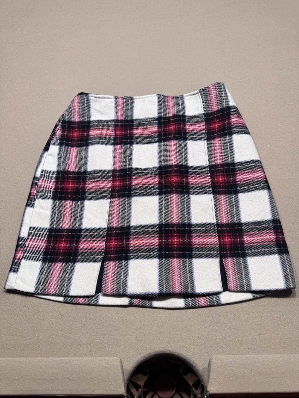 Hollister White Plaid Wool Blend Red and Black Mini Skirt - Picture 2 of 7